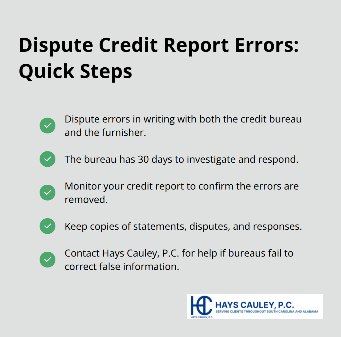 Checklist of steps to dispute credit report errors effectively - Consumer rights lawyer
