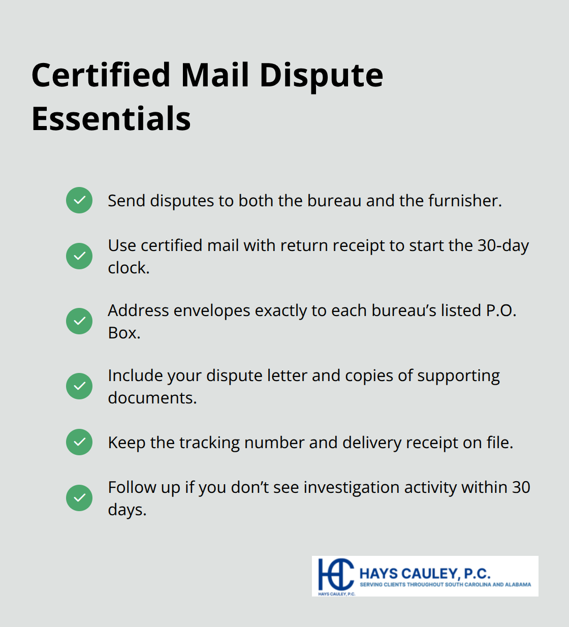 Key steps and details for sending effective credit report disputes via certified mail. - Correct credit report errors
