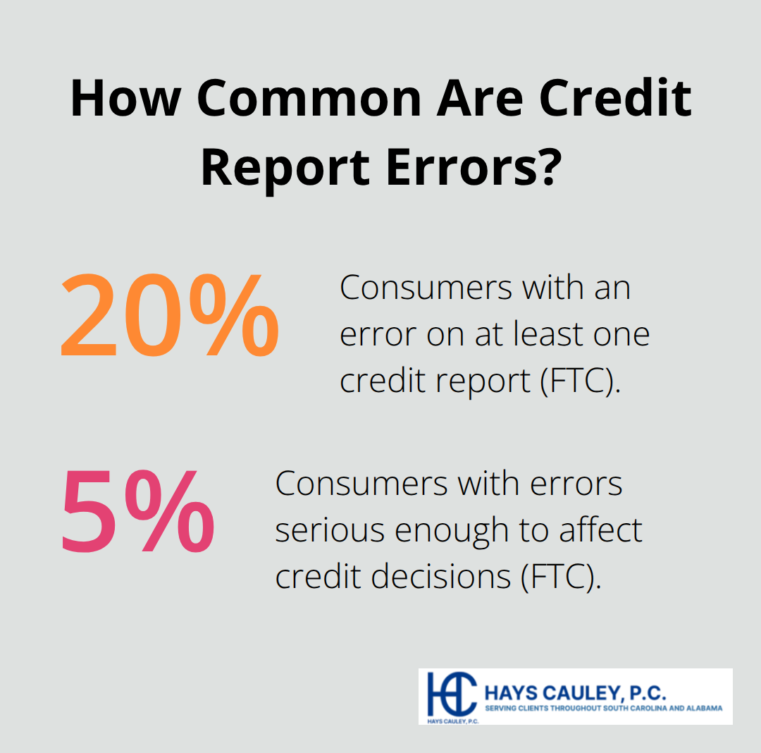 Chart showing the share of consumers with credit report errors based on FTC findings. - correct credit report mistakes