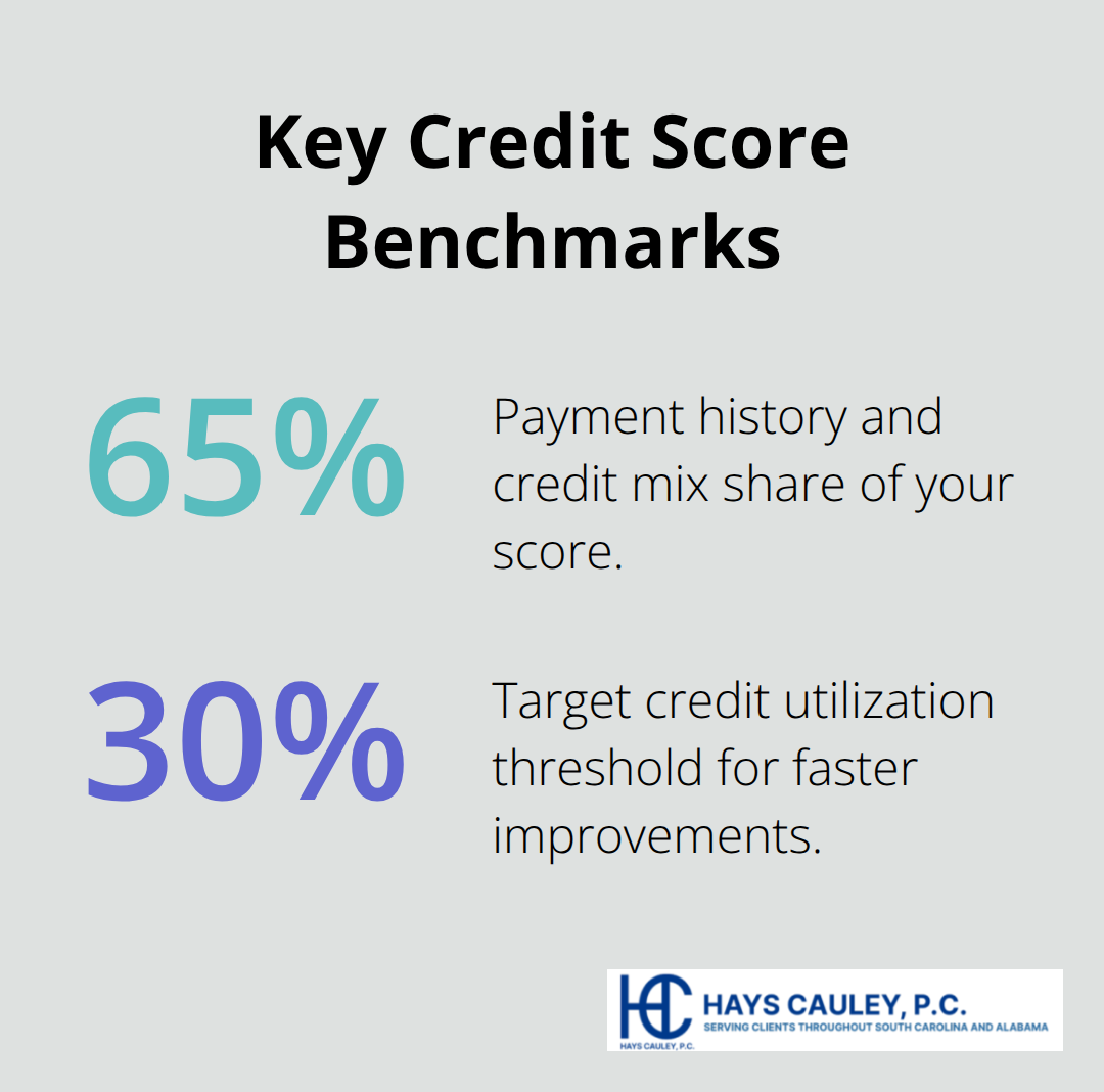 Chart highlighting percentage benchmarks for rebuilding credit health.