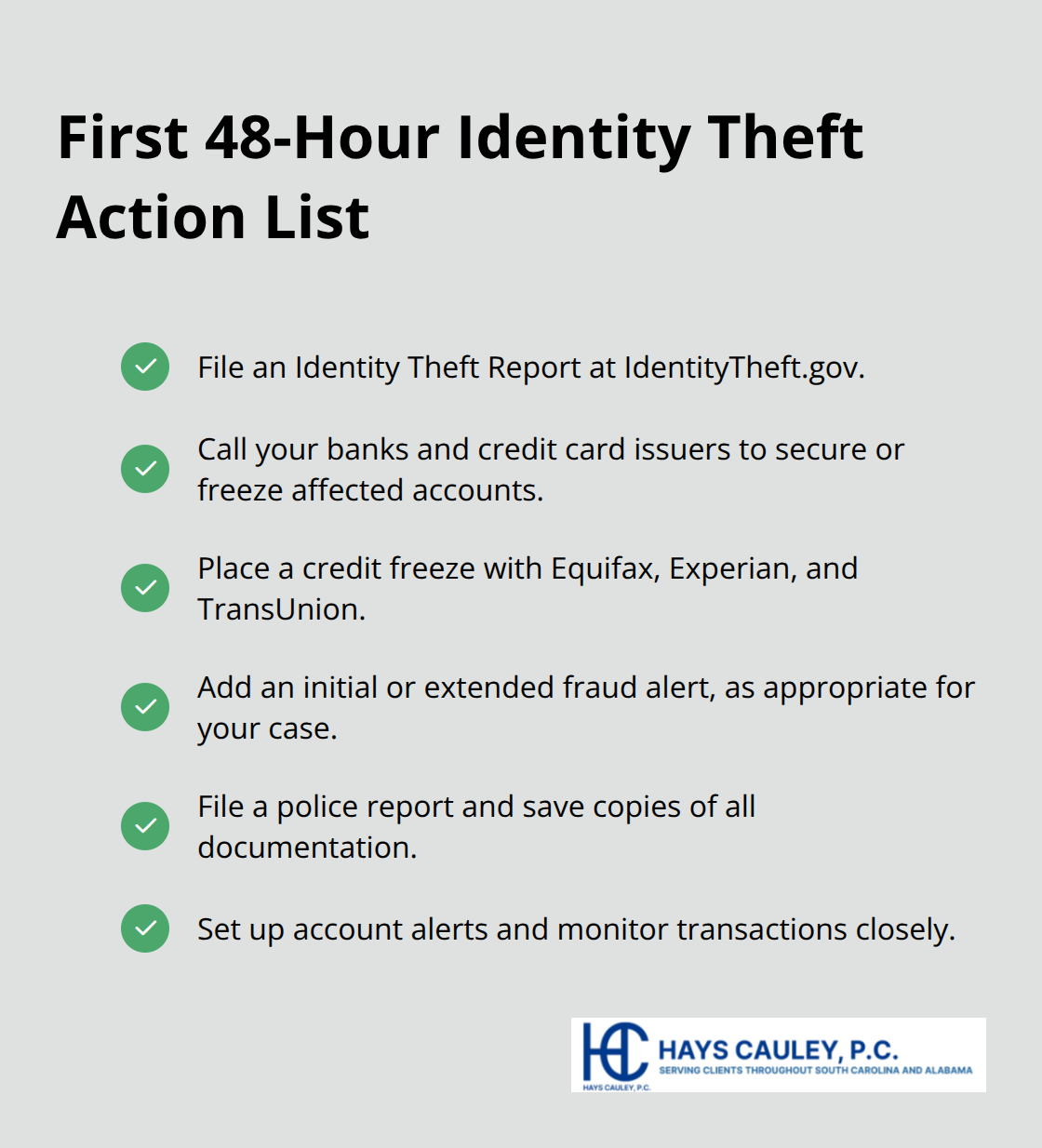 Immediate steps to take after discovering identity theft - Credit freeze identity theft