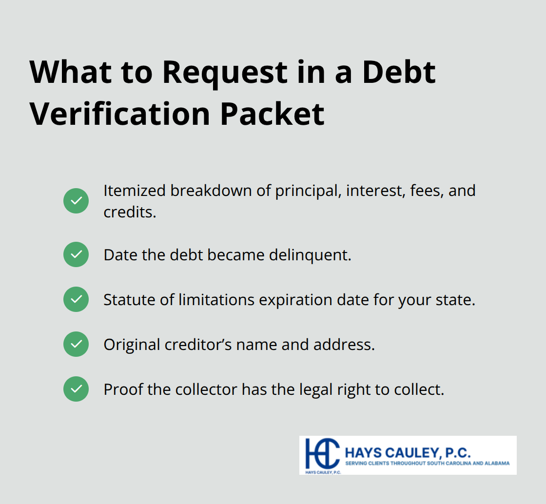 Checklist of documents to request from a debt collector for proper verification