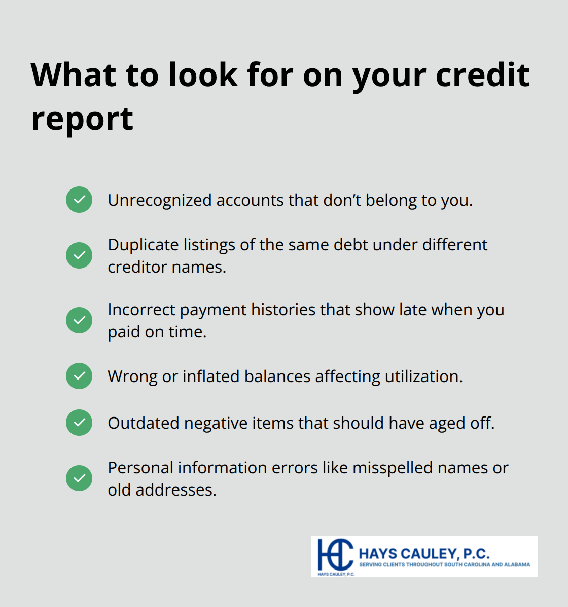 Checklist of common credit report errors to spot quickly - Dispute credit report quickly
