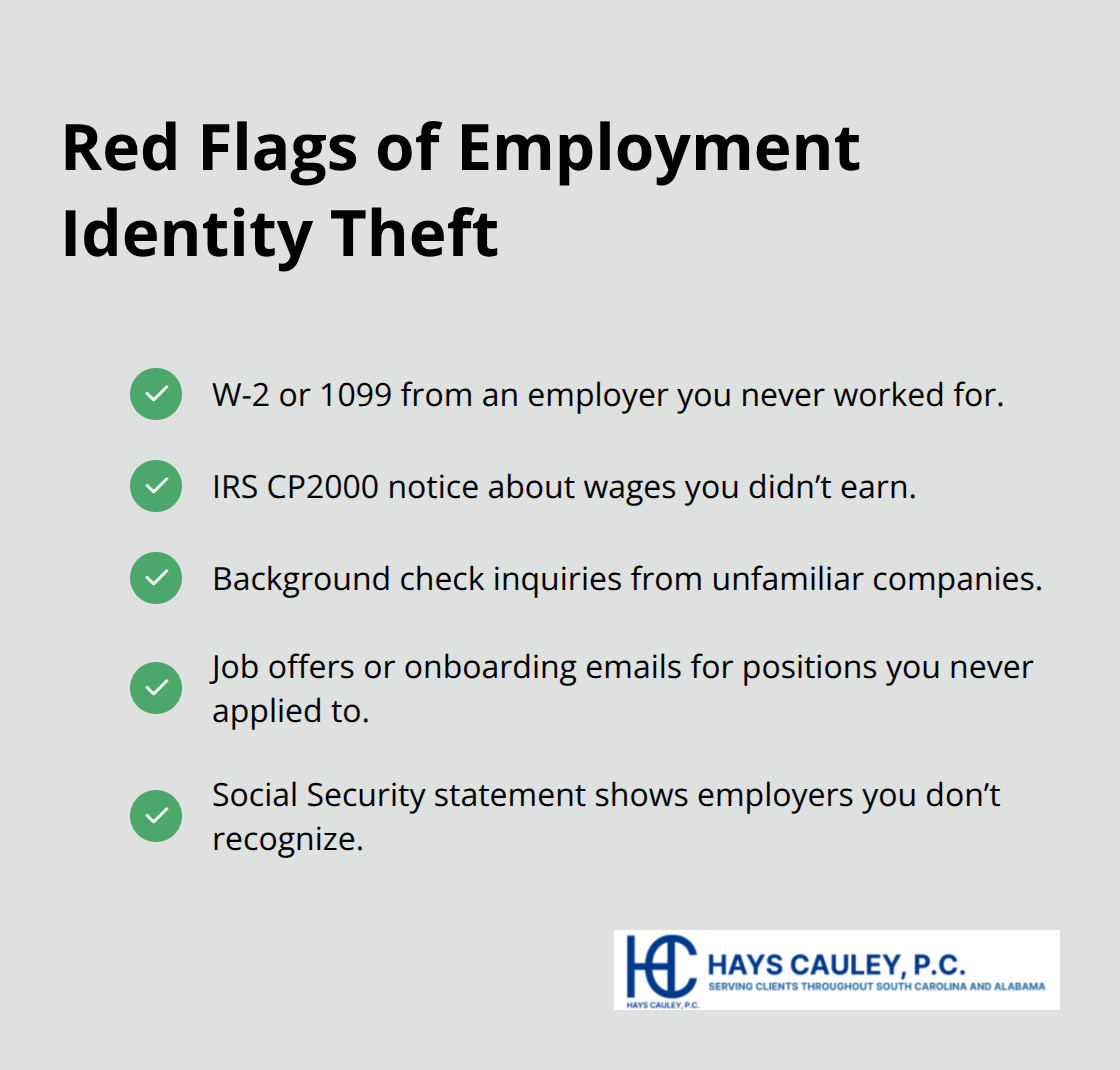 Key warning signs that indicate someone is using your identity for employment - employment identity theft definition