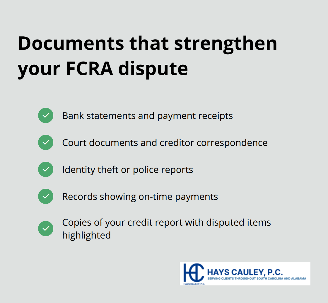 Checklist of evidence to include with your dispute letter - fair credit reporting act dispute letter