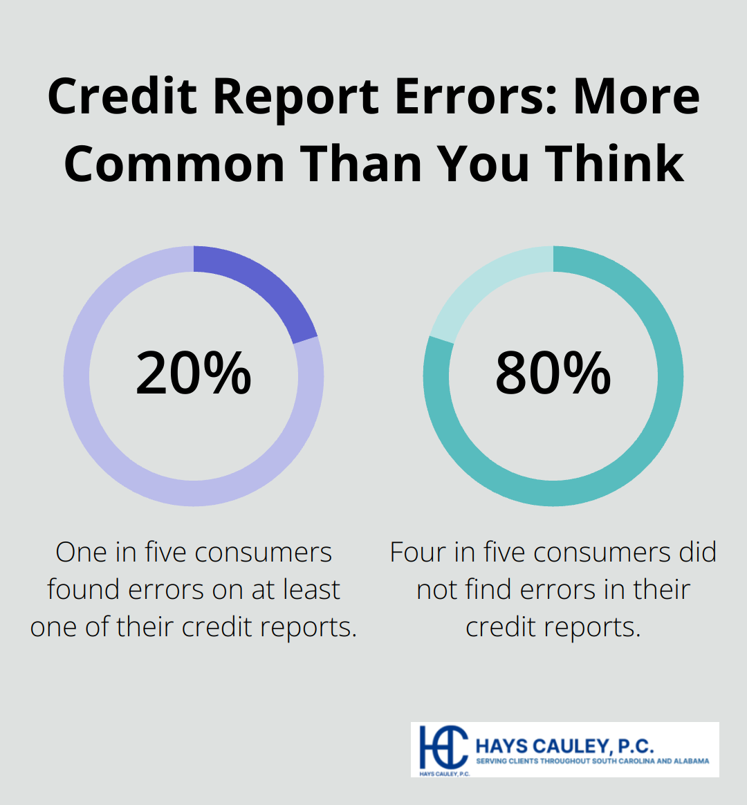 Pie chart showing 20% of consumers found errors in their credit reports