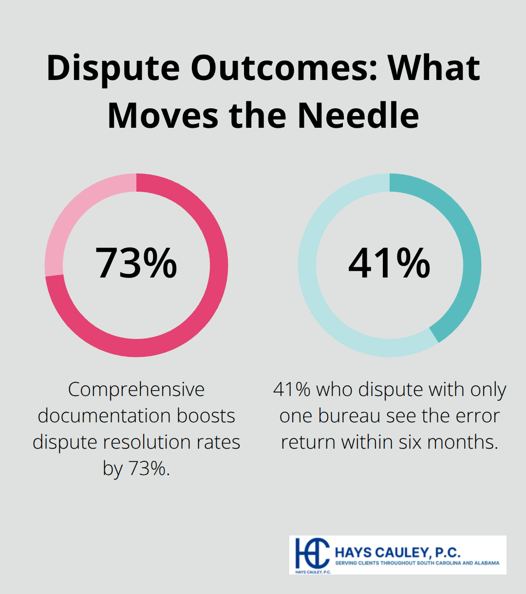 Percentages showing documentation impact and single-bureau dispute risk