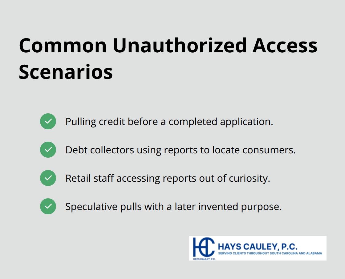 Checklist of frequent FCRA unauthorized access patterns to watch for