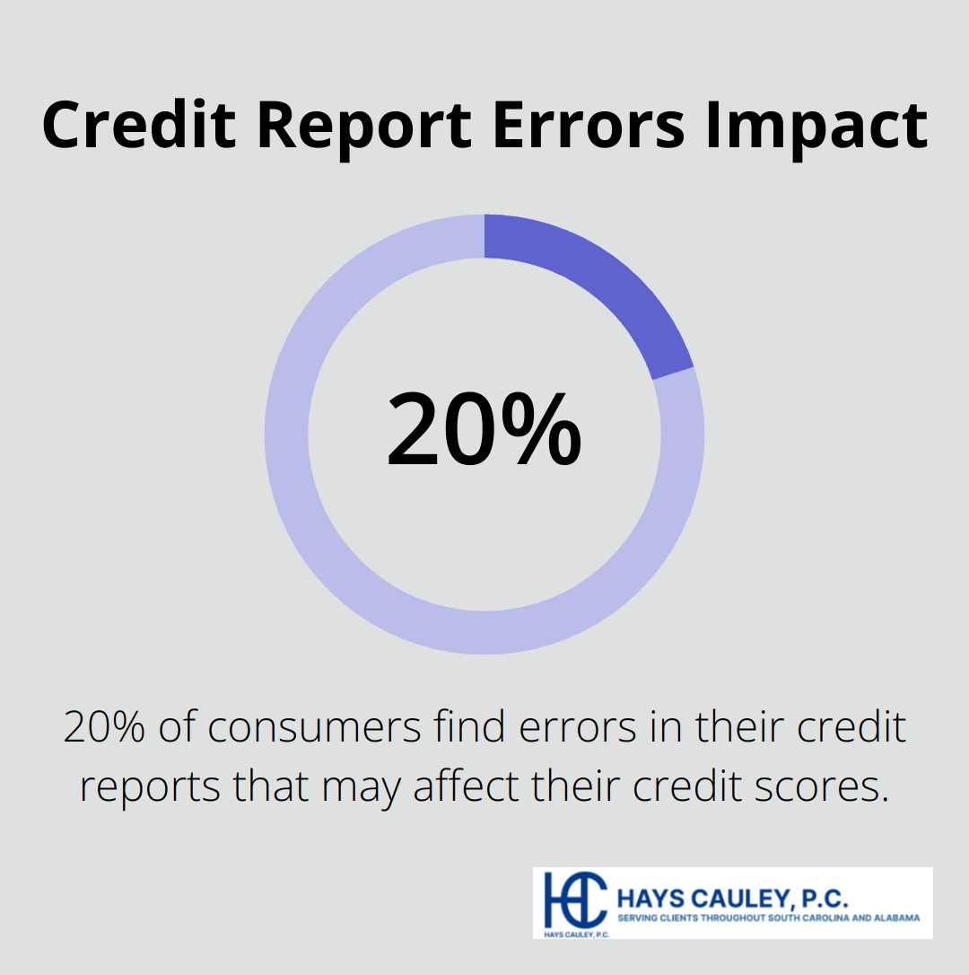Infographic showing 20% of consumers find errors in their credit reports that may affect their credit scores