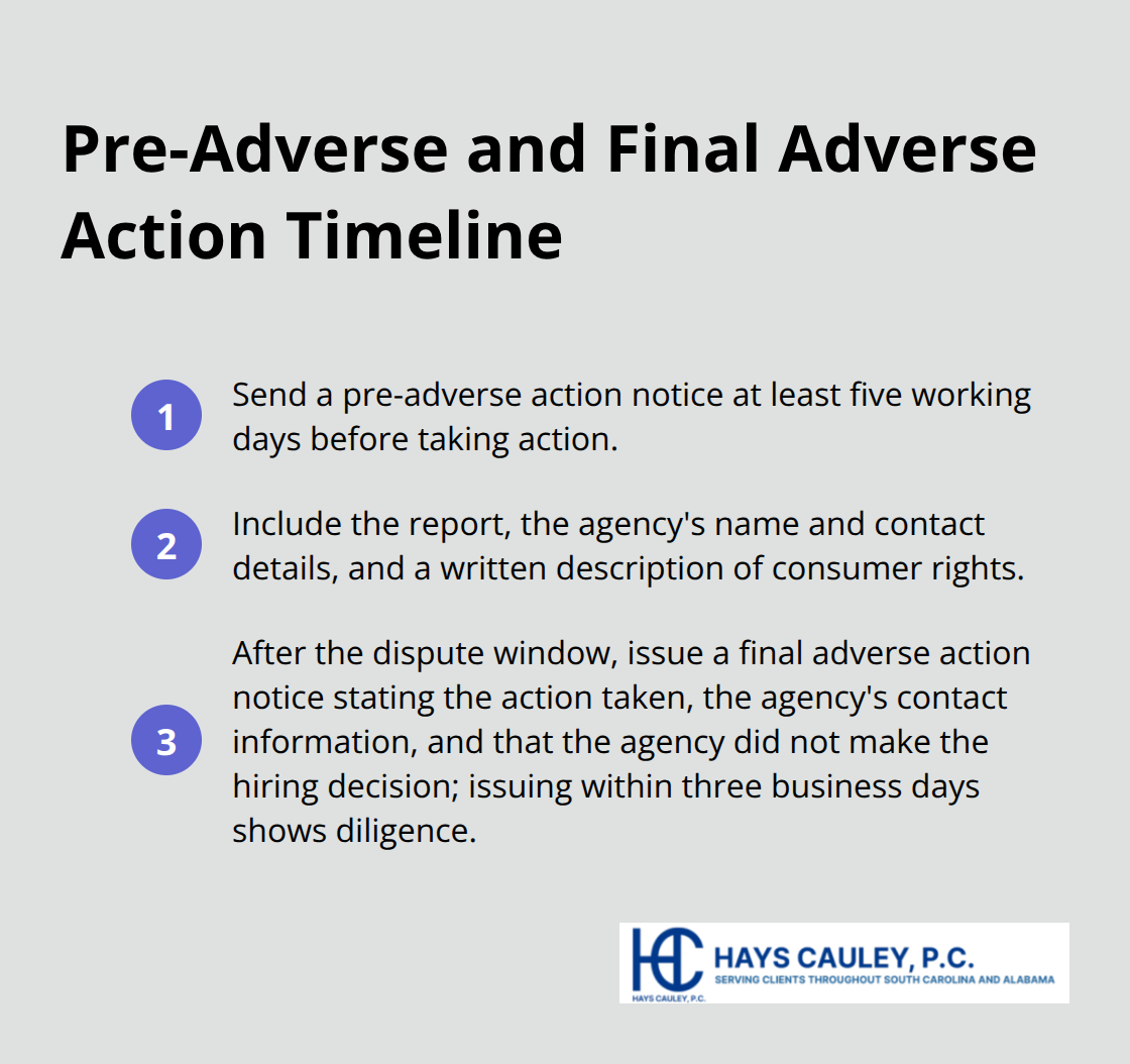 Steps and timing for adverse action notices under the FCRA - FCRA compliance help