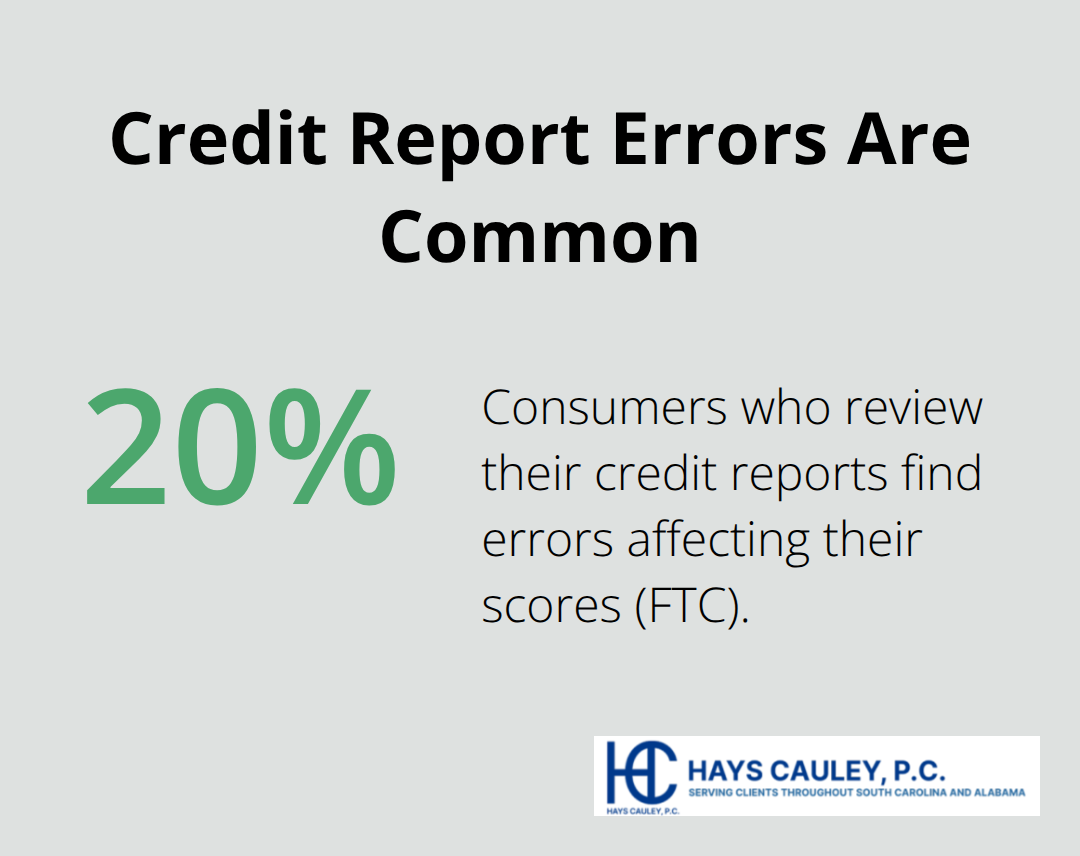 Percentage of consumers who find errors after reviewing credit reports - FCRA guidance SC