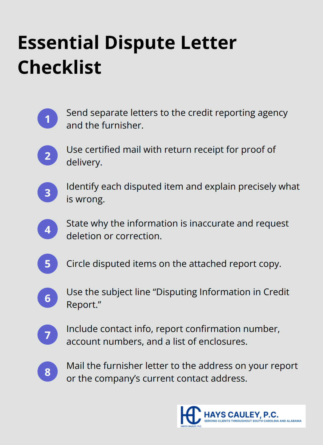 Compact checklist of what to include and how to send your FCRA dispute letters. - FCRA reinvestigation process