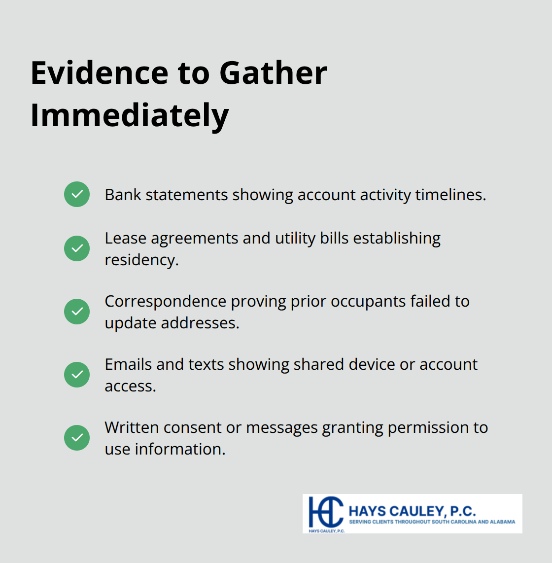 Checklist of documents that can strengthen your identity theft defense - identity theft criminal charges