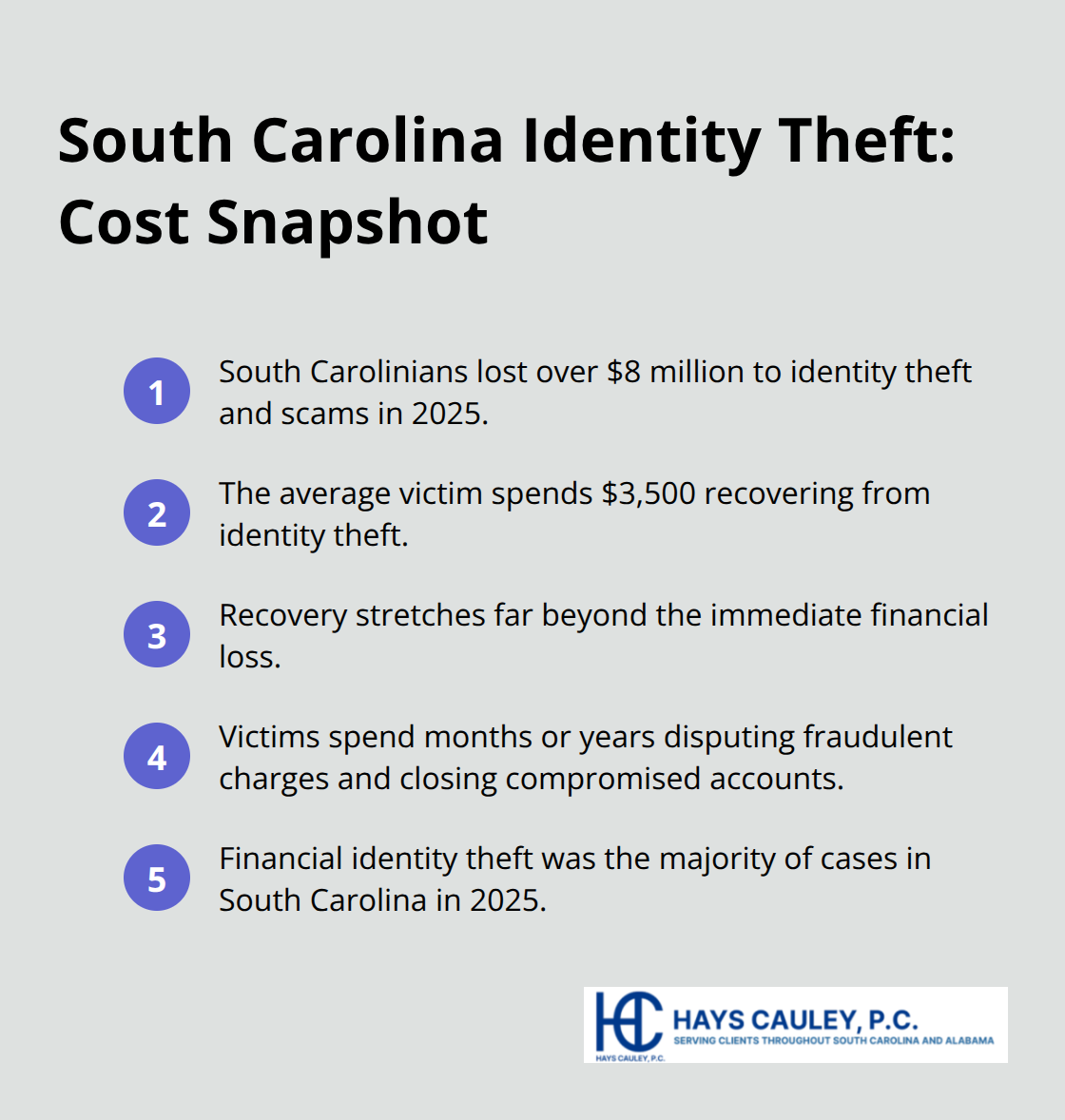 Key facts on identity theft impact and costs in South Carolina - Identity theft legal help