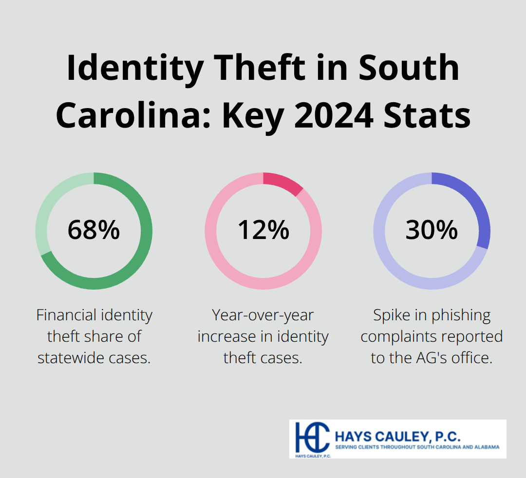 Chart showing key 2024 identity theft statistics in South Carolina