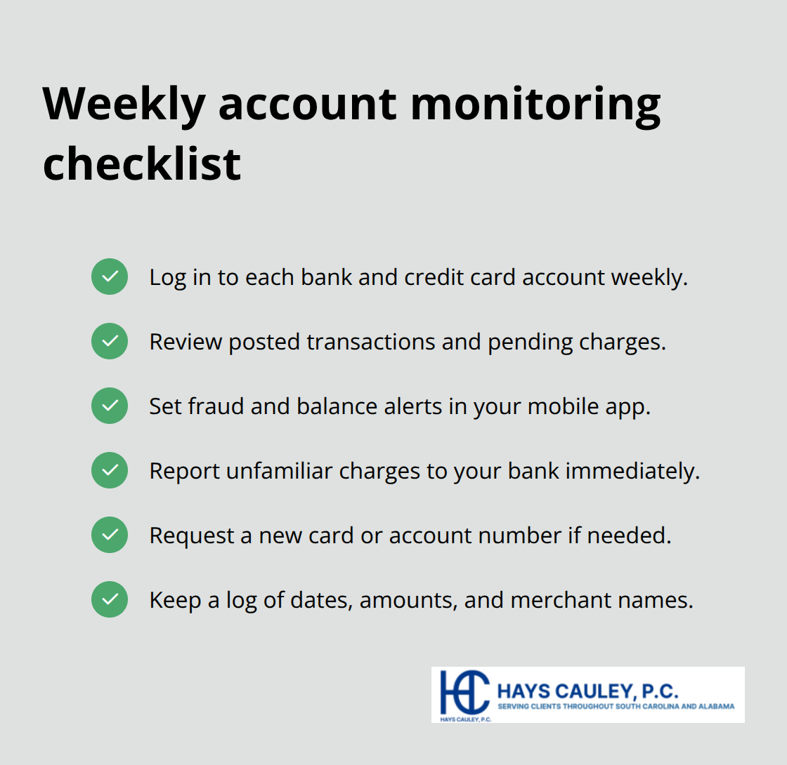 Checklist to catch fraudulent charges quickly - identity theft reporting tips