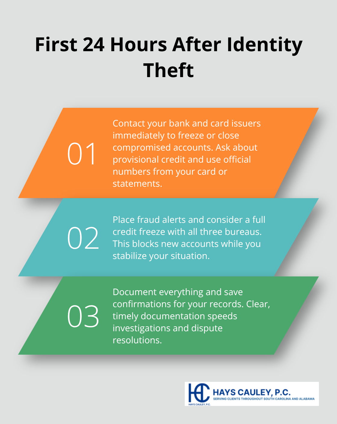 Three priority actions to limit damage in the first 24 hours after identity theft