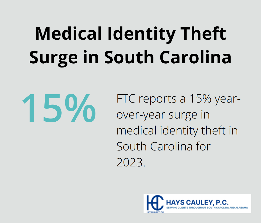 Chart showing the 15% surge in medical identity theft reports in South Carolina in 2023.