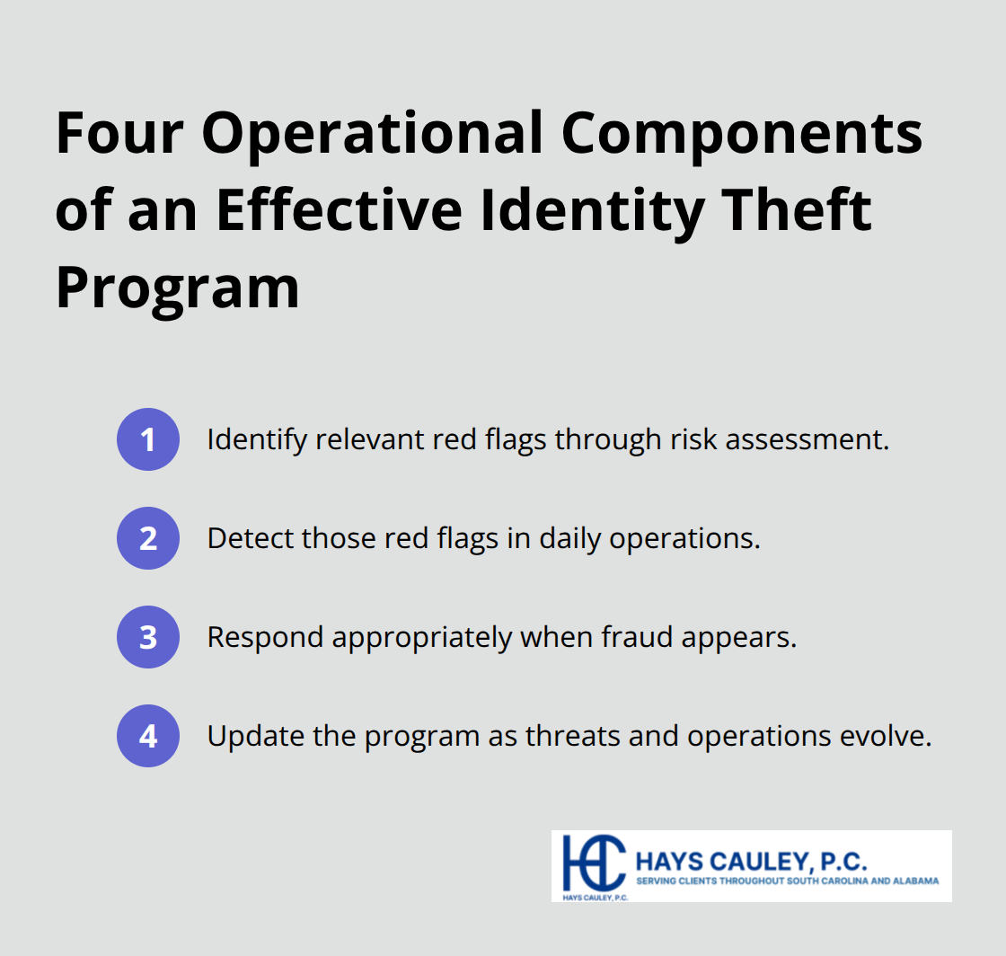 Compact list of the four FTC-required components for a written Identity Theft Prevention Program. - red flag rules for identity theft