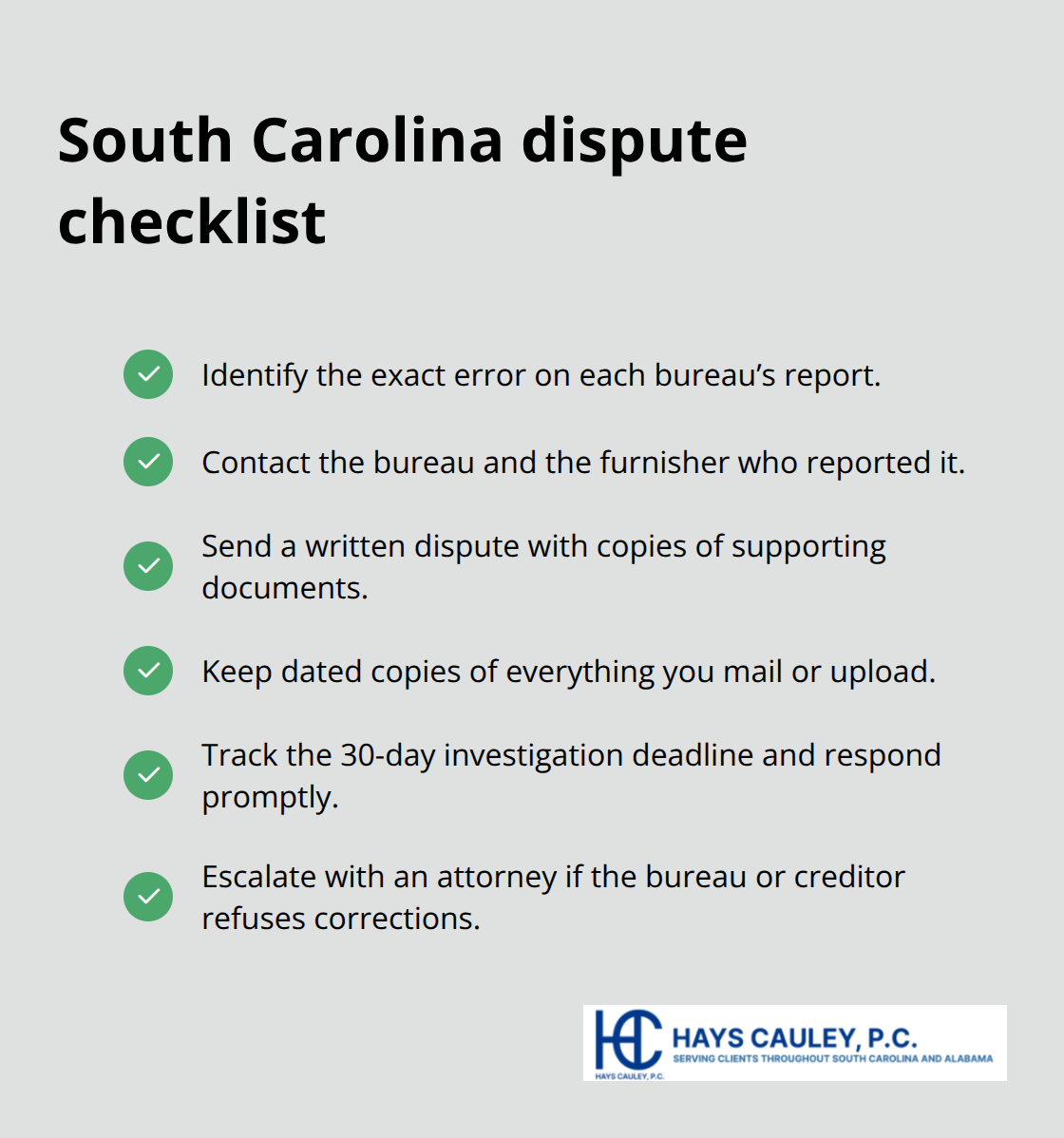 Key steps to file an effective written credit dispute in South Carolina - SC credit score repair