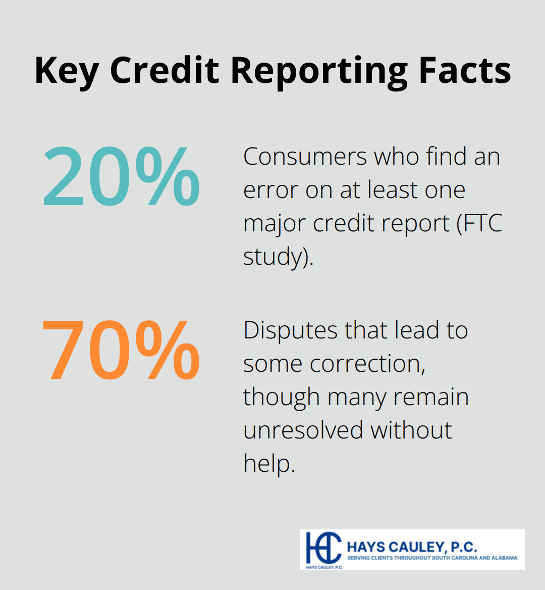 Two key FCRA-related statistics about credit report errors and dispute outcomes - SC FCRA obligations