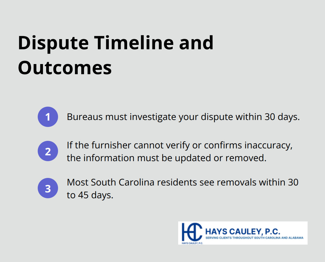 Three key checkpoints for credit dispute timelines and typical outcomes. - South Carolina credit repair