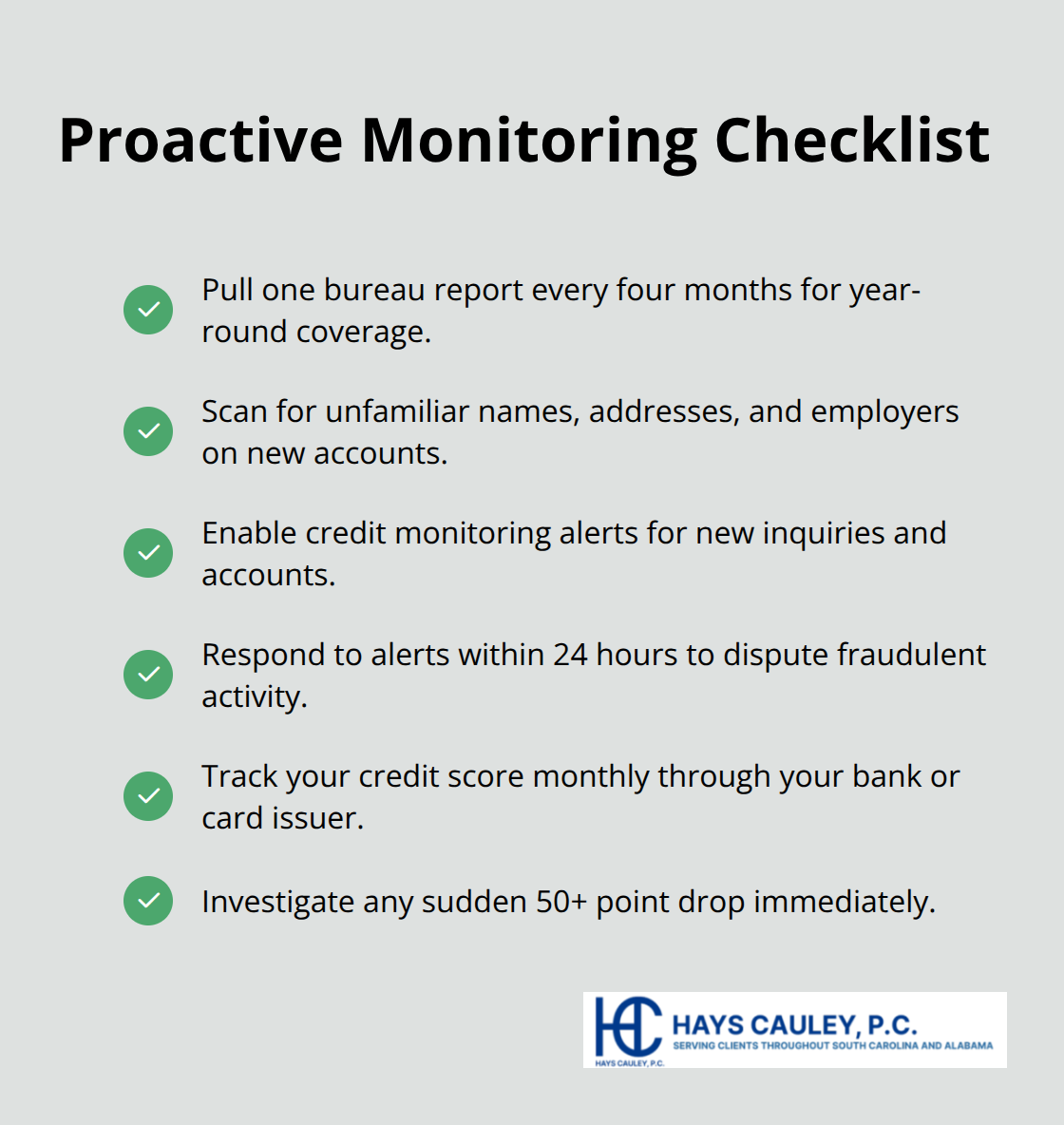 Checklist of actions to detect synthetic identity theft early