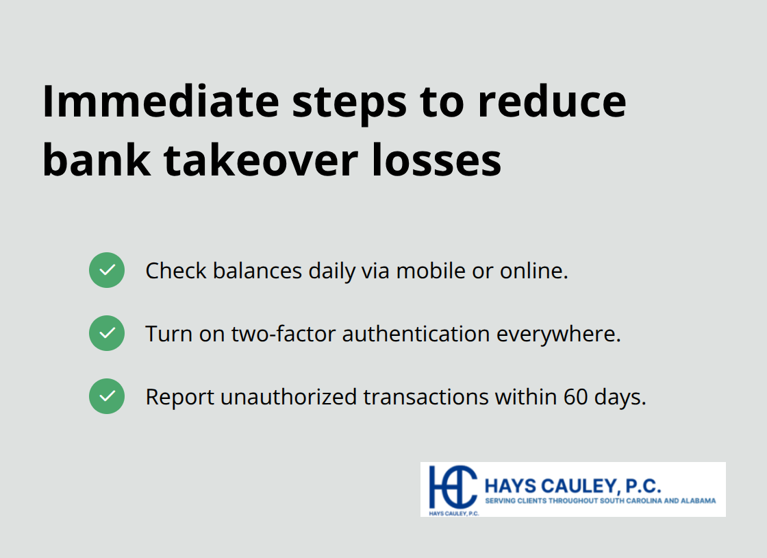 Action checklist for bank account takeover response - types of identity theft